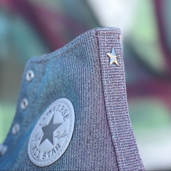 Wmns Converse CTAS Hi Platinum Glitter Sneakers - Picture 6 of 12